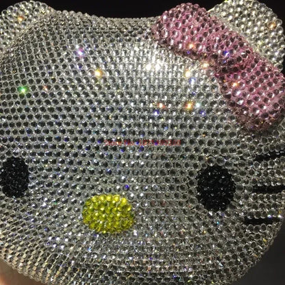 Hello Kitty Anime Cartoon Shape Rhinestone Cartoon Full Of Diamonds Dinner Bag Handmade Diamond-set Lady's Clutch Christmas Gift