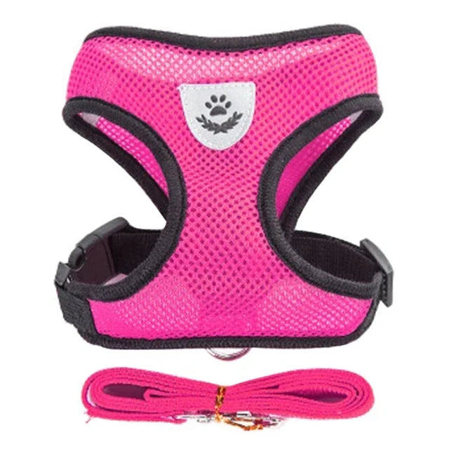 Premium Adjustable Cat & Dog Harness Vest with Leash - Breathable Mesh Pet Walking Collar for Small to Medium Pets
