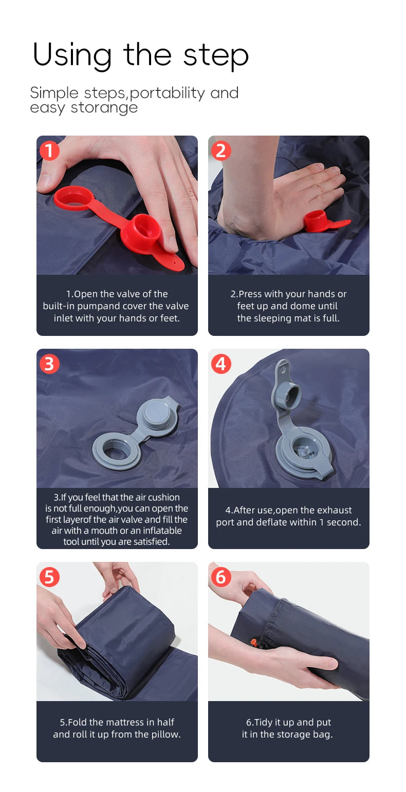 TARKA Inflatable Camping Mats Air Cushion With Pillow Outdoor Tourist Sleeping Pad Self-Inflating   Mattress For Hiking Climbing