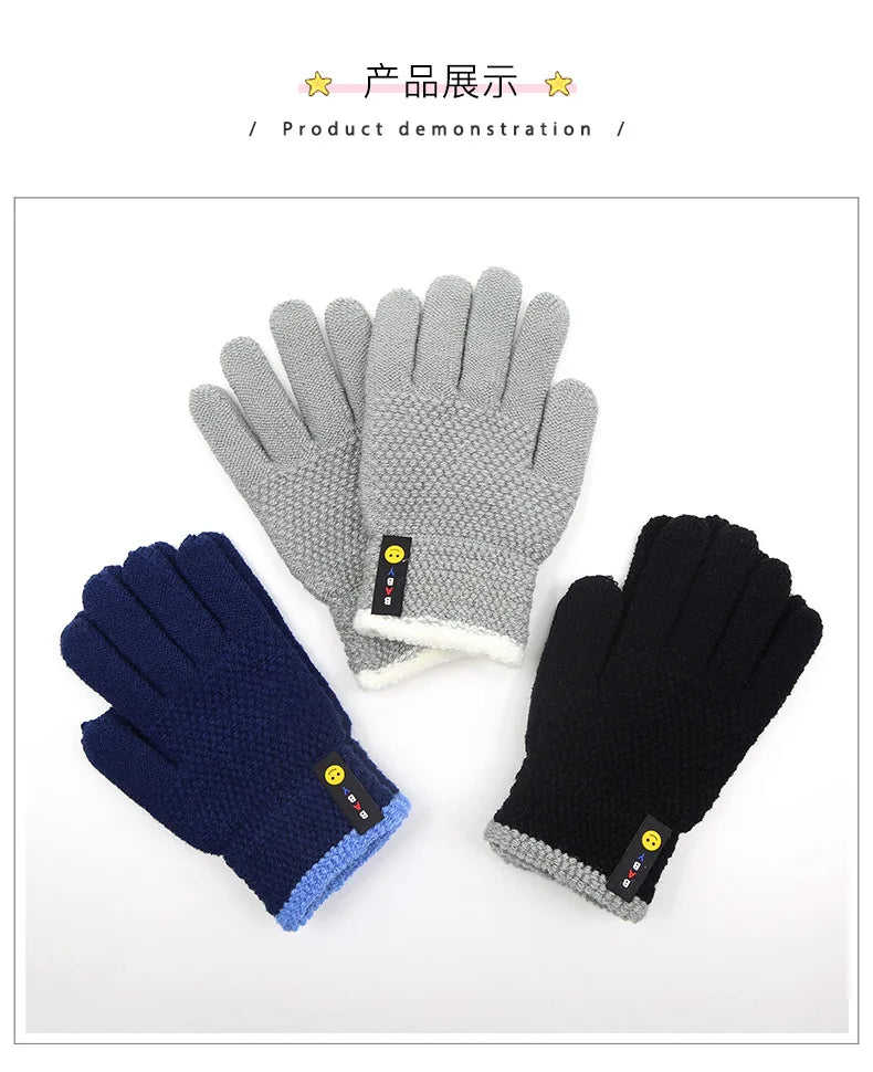 Kids Winter Gloves - Warm Knitted Mittens for Boys & Girls Ages 6-10 | Premium Cotton Stretch Gloves