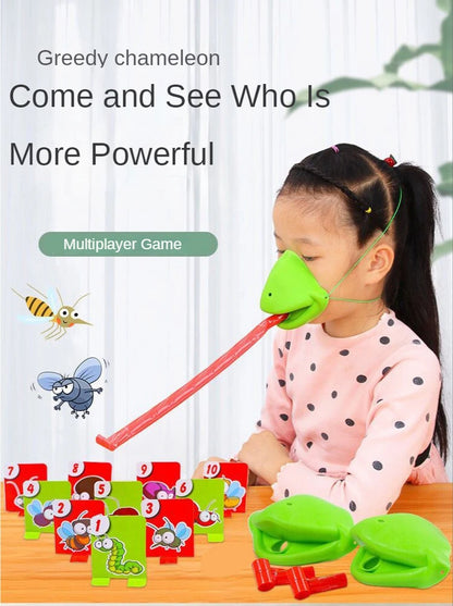 Frog Tongue-Sticking TikTok Same Funny Toy Lizards Mask Two-player Card Game Desktop Interactive Toys Parent-child Party Games