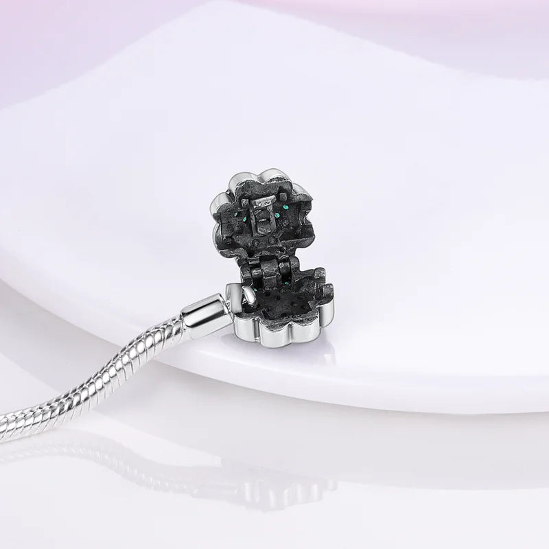 925 Sterling Silver Charm Bracelet - Leaf, Clover, Butterfly & Heart Design | 17-20cm Adjustable