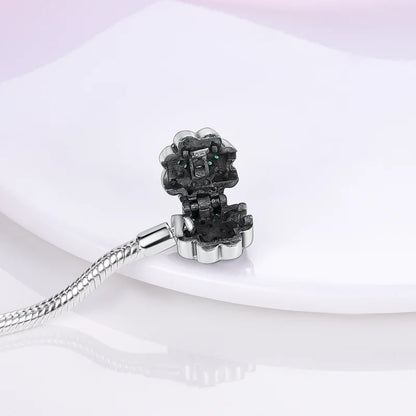 925 Sterling Silver Charm Bracelet - Leaf, Clover, Butterfly & Heart Design | 17-20cm Adjustable