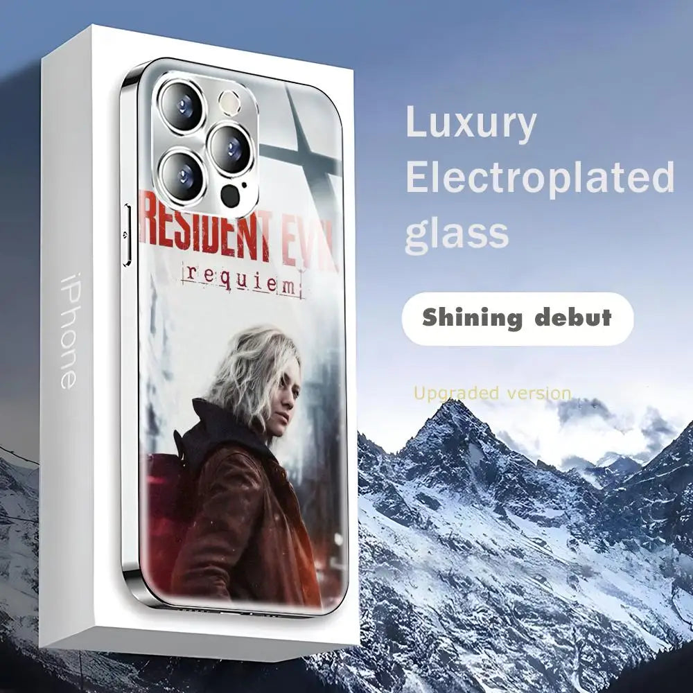 Resident Evil Requiem Phone Case For iphone 17 16 15 14 13 12 Pro Plus Max New Electroplated glass Case