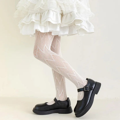 Thin Breathable Baby Girl Tights Kids Dance Stocking Sock Children School Student Uniform Tights Princess Wave Lace Pantyhose