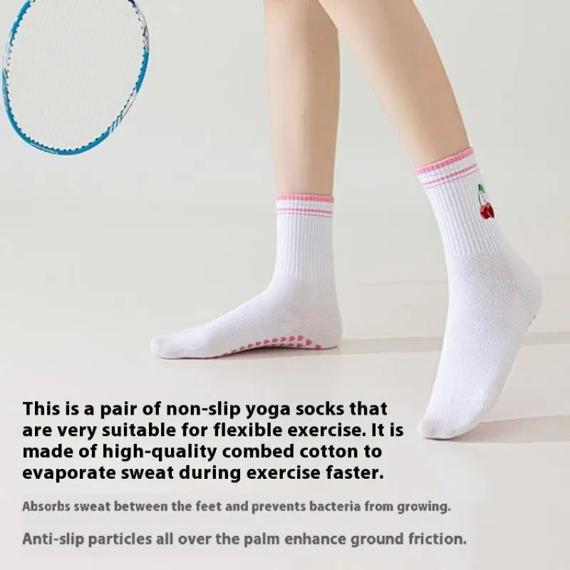 Cotton Breathable Mid-calf Yoga Socks Anti-slip Sports Socks Pilates Socks Dance Fitness Training Socks