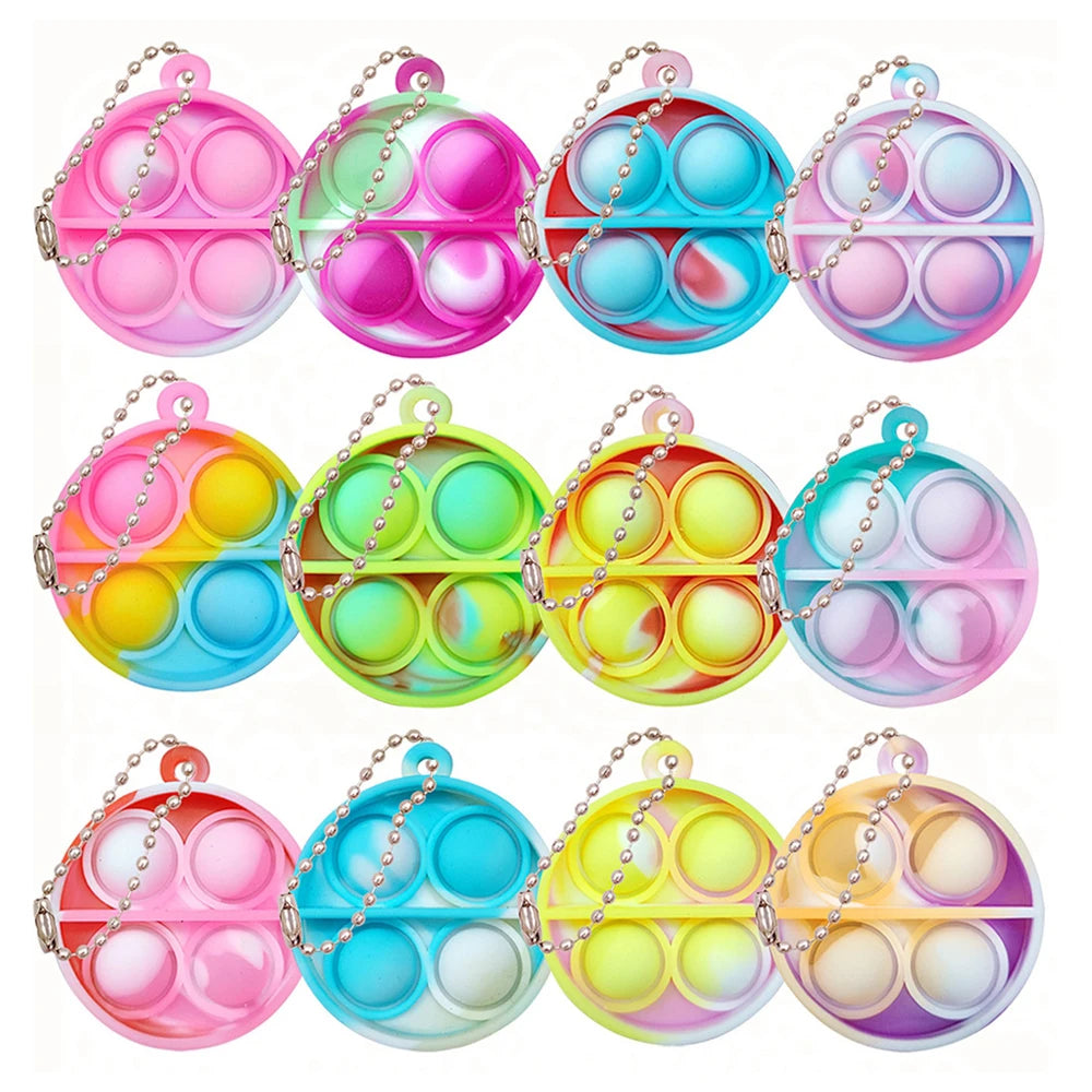 10-50pcs Mini Pop Keychain Toddler Sensory Fidget Toys Bulk Classroom Prizes Kids Birthday Party Favors Wedding Gift for Guests