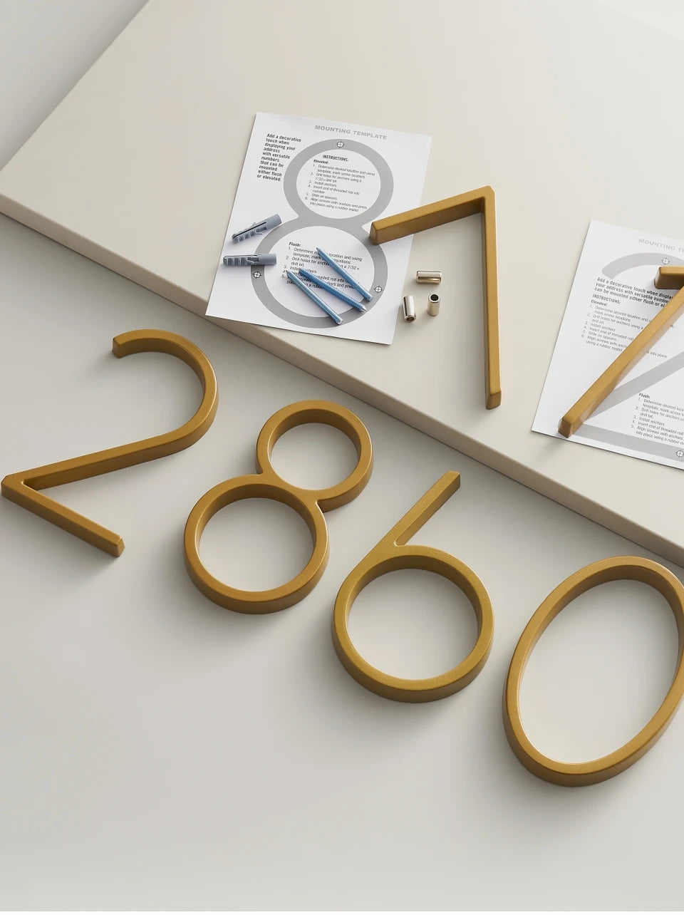 Nurlin 5 inchs 125mm Luxury Address Big House Numbers Modern Gold Black Silver Floating Signage Outdoor Digits Mailbox Sign
