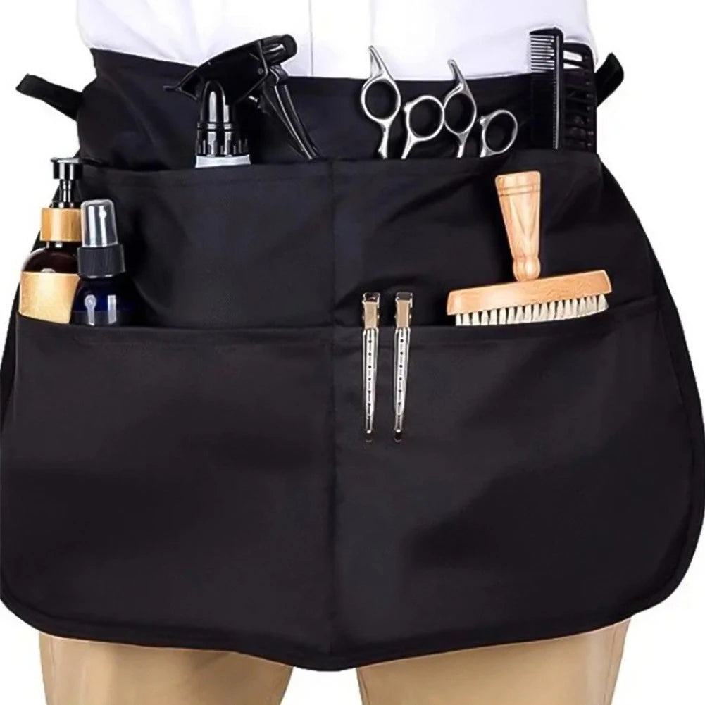 64*44cm Hair Stylist Half Apron with Adjustable 5 Pockets Belt Waterproof Professional Barbers Hairdresser Tools Storage Apron