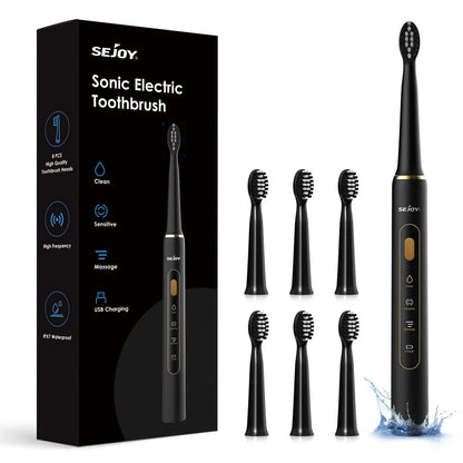Sejoy Electric Toothbrush with 6 Heads 3 Cleaning Modes for Dental Care Smart Timer Rechargeable Sonic Toothbrush