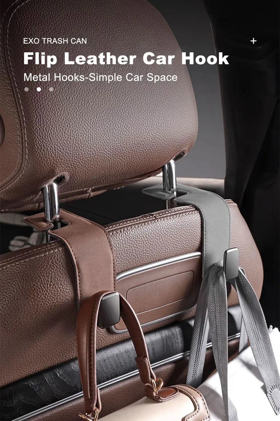 BLALION Car Seat Hook Hanger Hook Flip Leather Suede Auto Back Seat Headrest Hooks Storage Hanger Upgrade Car Interior Organizer