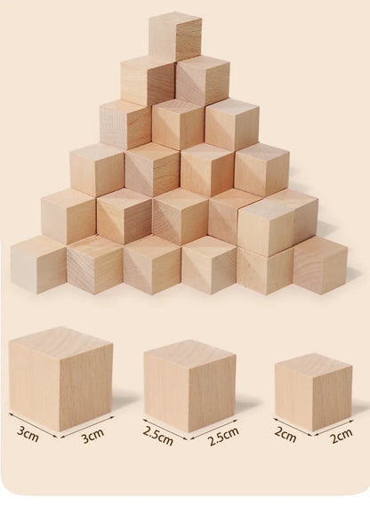 50/100pcs Colorful Cubes Wooden Building Blocks Stacking Up Square Wood Toy Baby Shape Color Learning Toys for Children