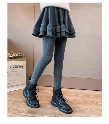 Girls Leggings Skort - Korean Style Two-Piece Skirt Pants | Spring Autumn Kids Outerwear