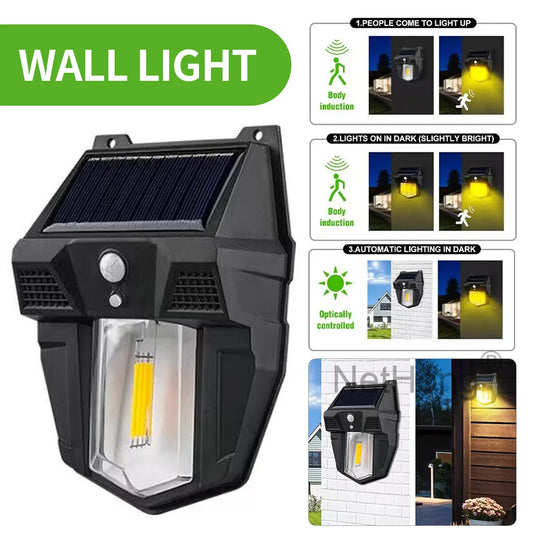 LED Solar Street Wall Light PIR Motion Sensor Security Outdoor Garden Lamp