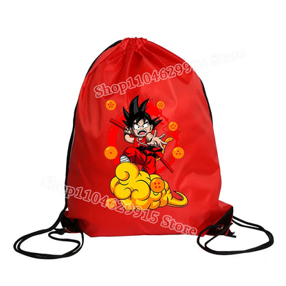 Dragon Ball Drawstring Bag Boys Goku Anime Figure String Pocket Swimming Pool Clothes Shoes Storage Waterproof Backpack Gifts