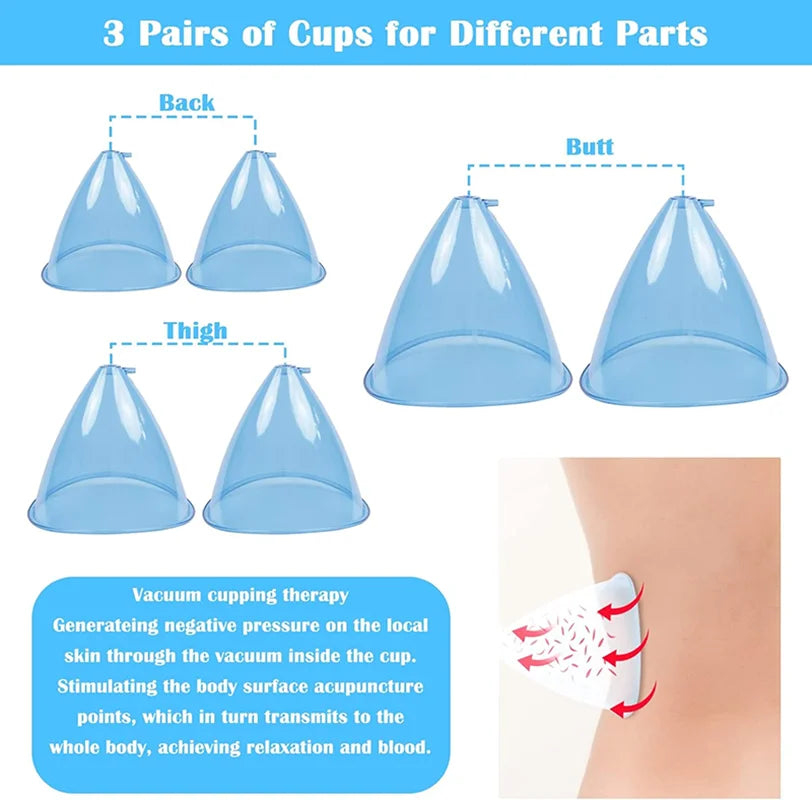 Breast Pump Vacuum Therapy Machine Massager Buttocks Lifting Machine BBL Scraping Cup Female Massage Colombian Buttocks Lifting