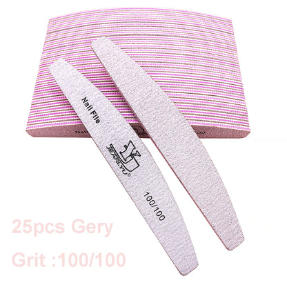 5/25Pcs/Lot Nail File Mix Color 80/100/150/180/240 Grit Professional Sandpaper Cuticle Remover Buffer Files Manicure Tool Set