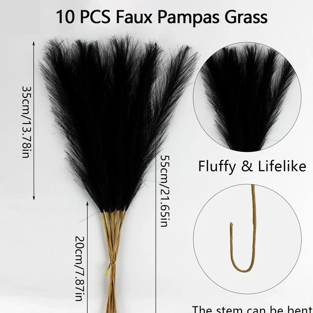 10pcs Artificial Pampas Grass Decor Flowers Fake Plant Reed forDIY Floral Table Arrange Flower Wedding Home Christmas Decoration
