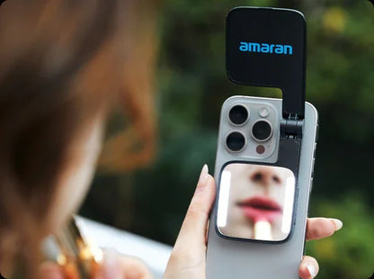 amaran Go Magnetic Phone Selfie Light Rechargeable Portable Light with Mirror for Selfie Makeup Video Conference TikTok Youtube