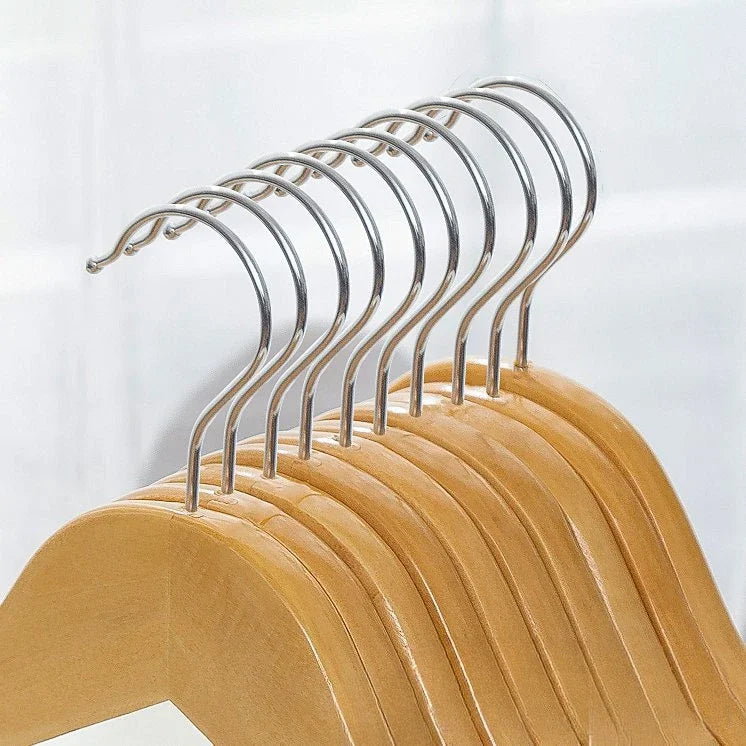 5pcs Solid Wood Hanger Pants Clip Wardrobe Hangers Clothes Organizer Bedroom Store Clothes Hanger Coat Rack Home Seamless Hanger