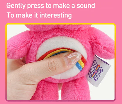 Sanrio Plush Kawaii Carebears Rainbown Bear Plush Anime Hobby Toy Keychain Bag Pendant with Sound Dolls Christmas Birthday Gifts