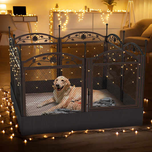 Foldable Metal Dog Playpen with Fertility Mat and Gate, Heavy Duty Pet Whelping Box, Exercise Fence Cage, Kennnels, 8 Panels