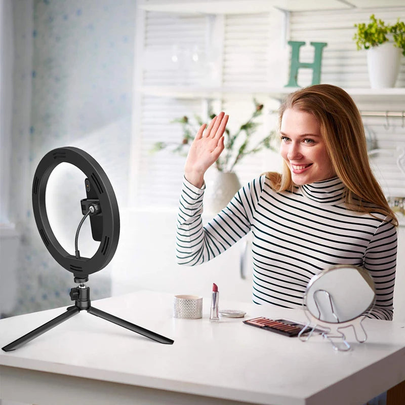 26/33cm LED Selfie Ring Lighting Light Dimmable Photographic Selfie Ring Lamp USB Remote Control Fill Light For Phone Video Live