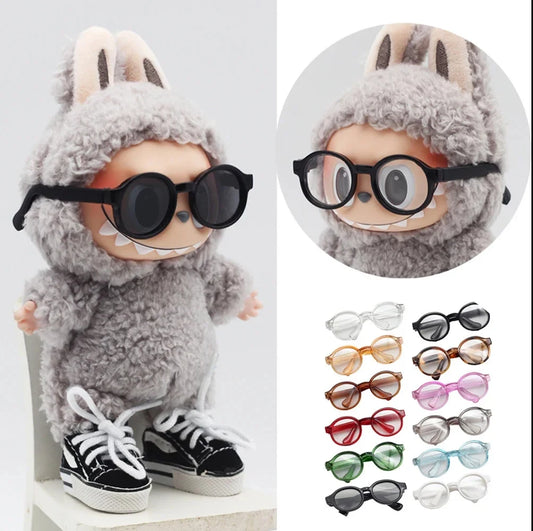 6.5cm Mini Cute Transparent Plastic Glasses for Labubu the Monster Doll Sunglasses For 1/3 BJD Dolls Accessories DIY Doll Toys
