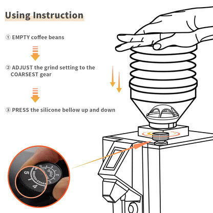 CAFEMASY Coffee Beans Grinder Single Dose Hopper And Bellows Coffee Grinder Bean Bin Blowing Cleaning Tool For Eureka Mignon