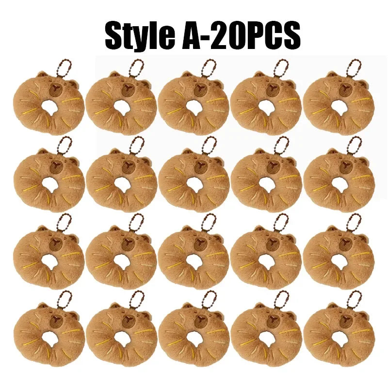 Cartoon Capybara Pendant Decoration Soft Plush Bread Key Chain Plush Stuffed Croissant Food Plush Keychain Hanging Accessory