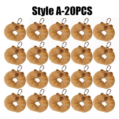 Cartoon Capybara Pendant Decoration Soft Plush Bread Key Chain Plush Stuffed Croissant Food Plush Keychain Hanging Accessory