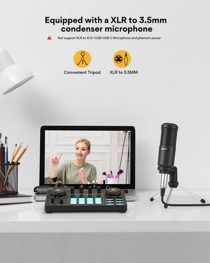 Maono AM200-S1 Sound Card Microphone Set MaonoCaster Audio Interface with Condenser Mic for Live Streaming,Recording,PC\Phone