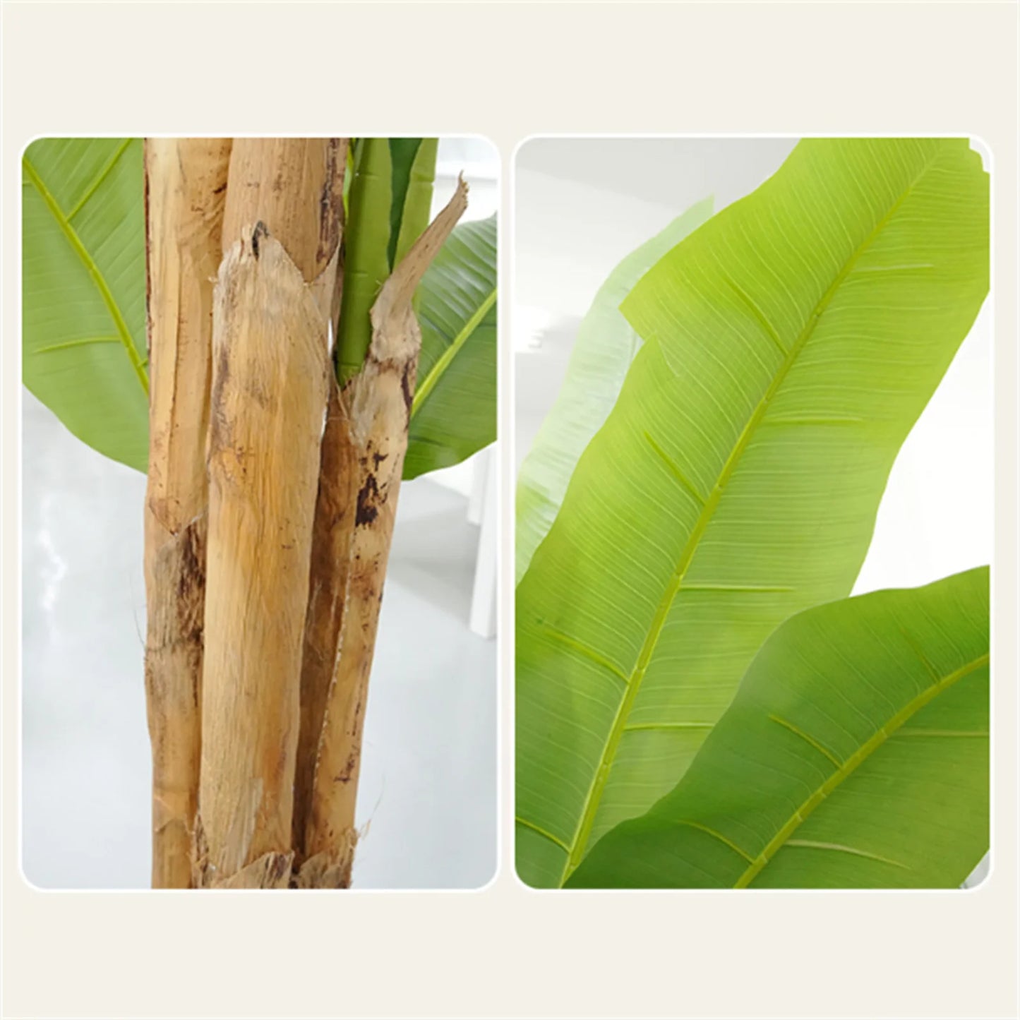 Bird of Paradise Artificial Plants Tree Tropical Faux Banana Silk Tree Fake Banana Leaf Plant with Stalks for Home Office Decor
