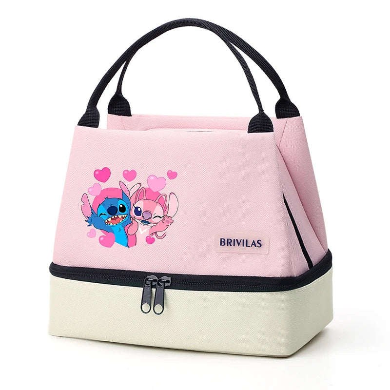 Isolierte Lunchtasche von Stitch, tragbare Aufbewahrungstasche für Lunchboxen, faltbare, isolierte Kühltasche, ideal für Büro, Schule und Picknick