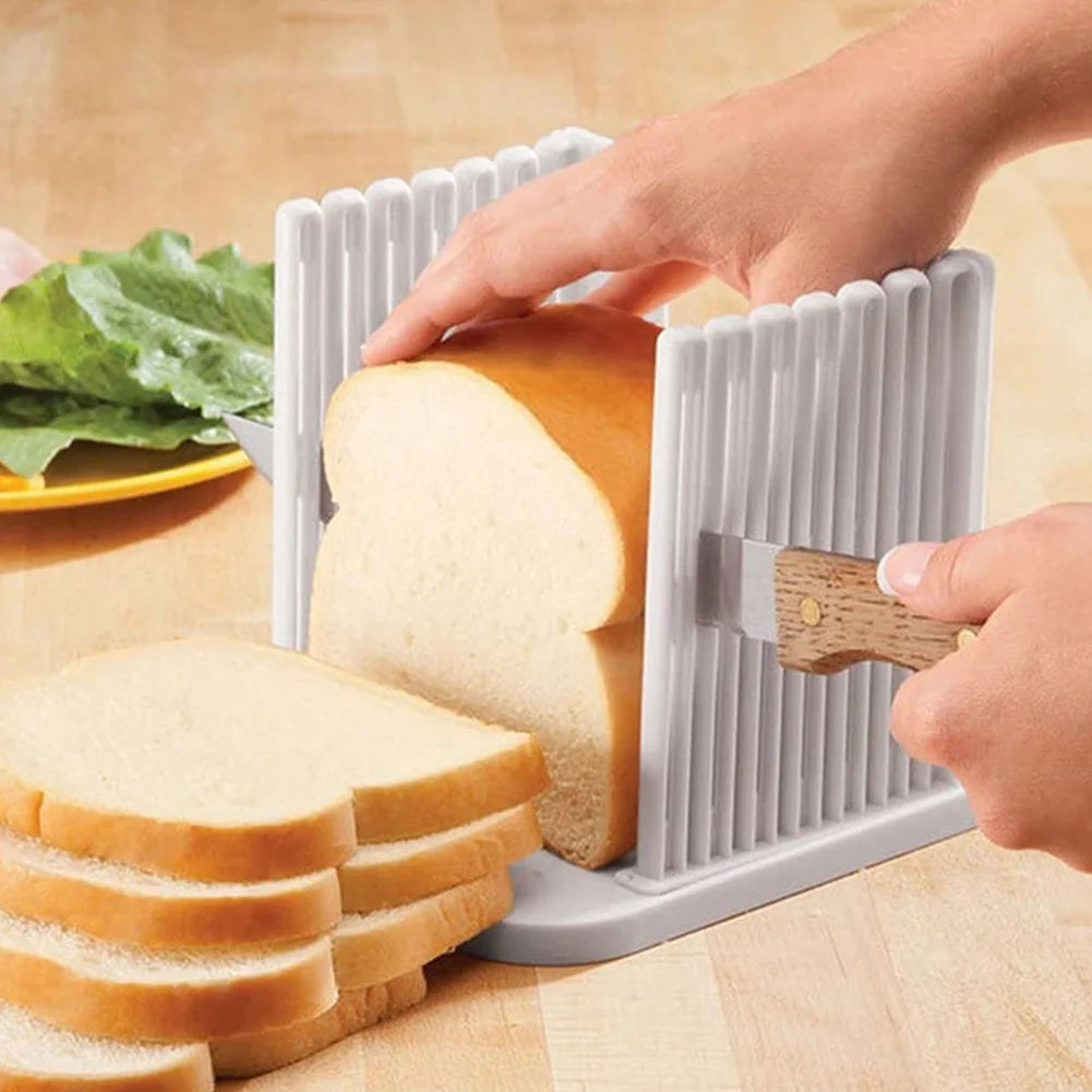 Toast Bread Slicer Stand Adjustable Plastic Bread Cutting Tools DIY Foldable Toast Loaf Slicing Machine Kitchen Bread Gadgets