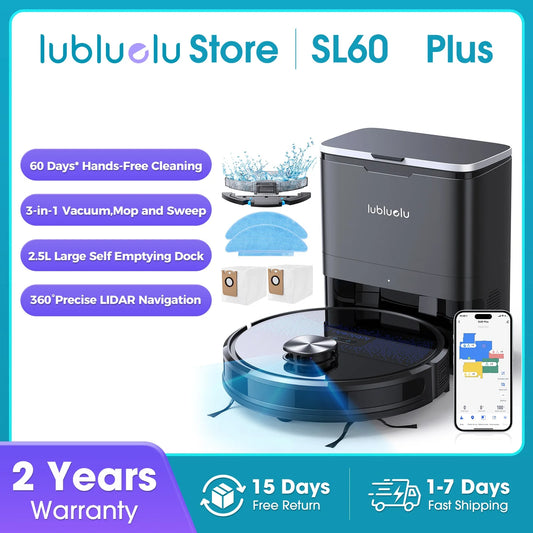 Lubluelu SL60 Plus Robot Vacuum Self Emptying, Hands-free Up To 60 Days, 4000pa Robot Vacuum And Mop Combo 3 In 1 Robotic Vacuum