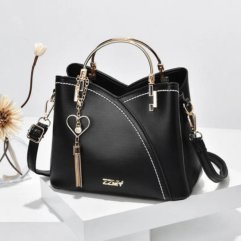 Fashion Women's Bag PU Handbag Retro Style Large Capacity Fashion Shoulder Crossbody Bag Ladies Leather Commuter Bag Shopping