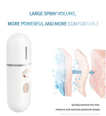Mini Portable Humidifier Nano Mister Facial Steamer Device Beauty Spray Hydrating Apparatus Cold Spray Apparatus Rechargeable
