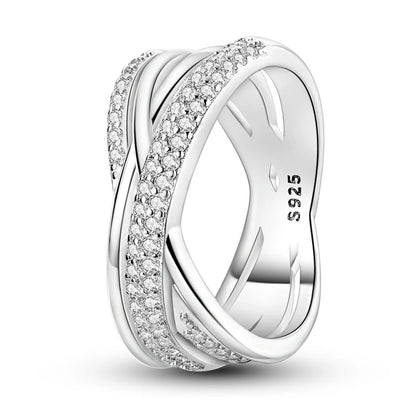 925 Sterling Silver Sparkling Zircon Ring - Classic Stackable Wedding Band for Women