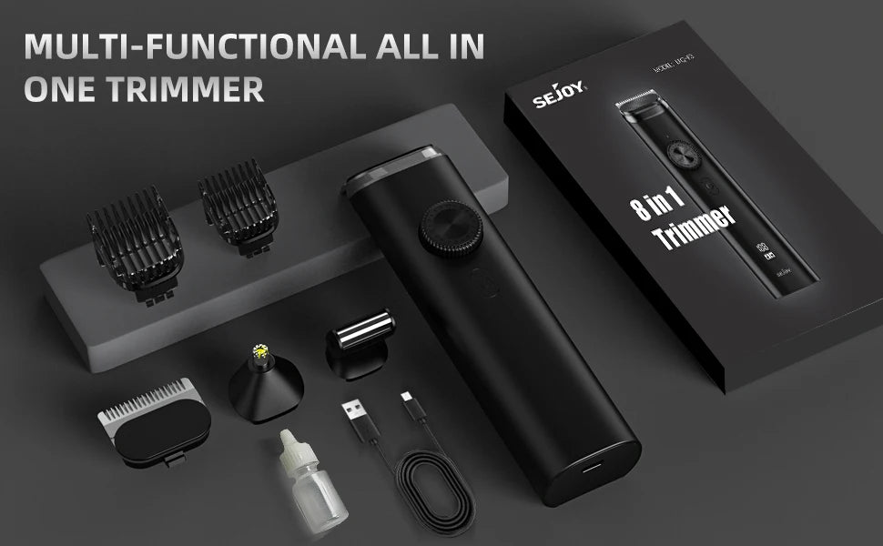 Sejoy Electric Hair Clippers Nose Hair Trimmer For Man Ears Cordless Men's Beard Trimmer Kit 8 in 1