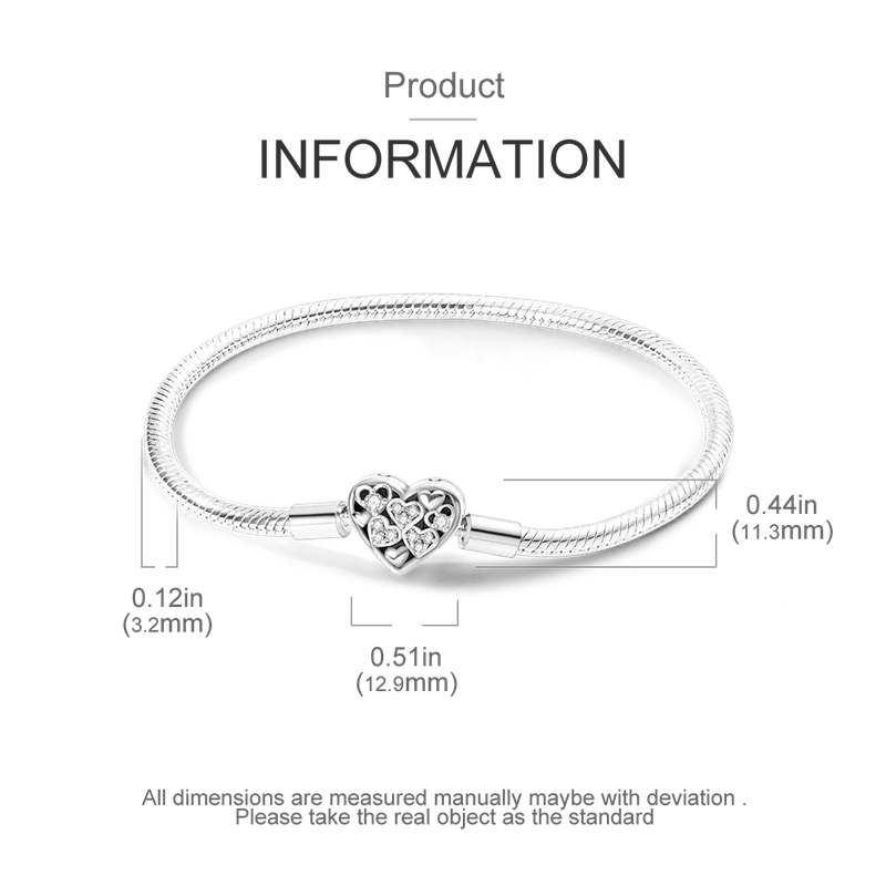 925 Sterling Silver Charm Bracelet - Leaf, Clover, Butterfly & Heart Design | 17-20cm Adjustable