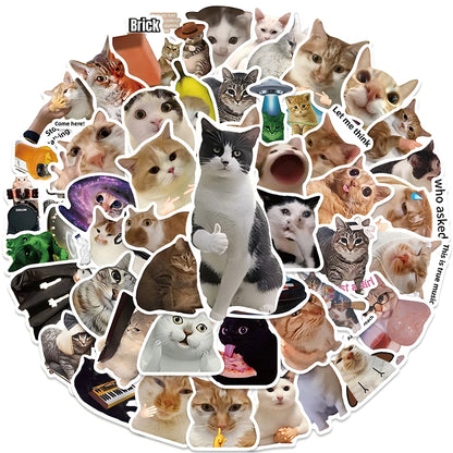 10/50/100/200pcs Cute Animal Cat Stickers Kawaii Girls Kids Funny Kitten MEME Graffiti Decal Toy Waterproof DIY Phone Case Bike