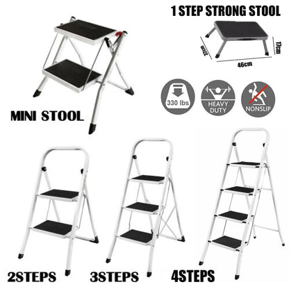DayPlus Safety Folding Step Stool 2-4 Step Ladder Portable Foldable Stepladder Anti Slip Feet  for Indoor Outdoor Home Office