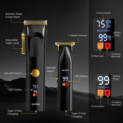 SEJOY Professional Electric Hair Clippers kit for Men Cordless Clippers Hair Trimmers Grooming Set Haircut Machine for Family
