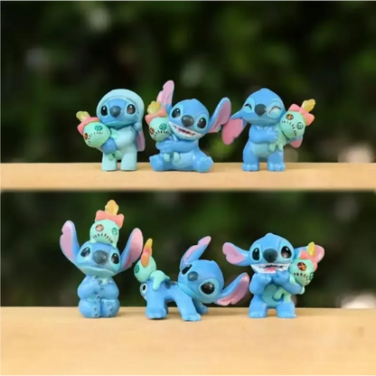 Disney 6-piece Lilo and Stitch cartoon character model series anime tabletop decorations Christmas gift