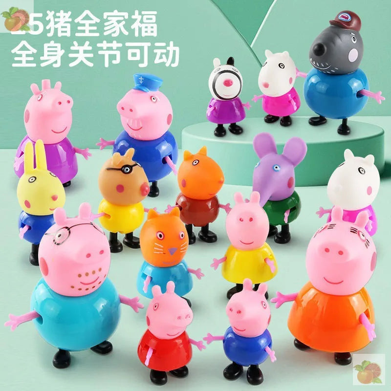Peppa Pig, a girl, four people, toy doll, boy and children's suit