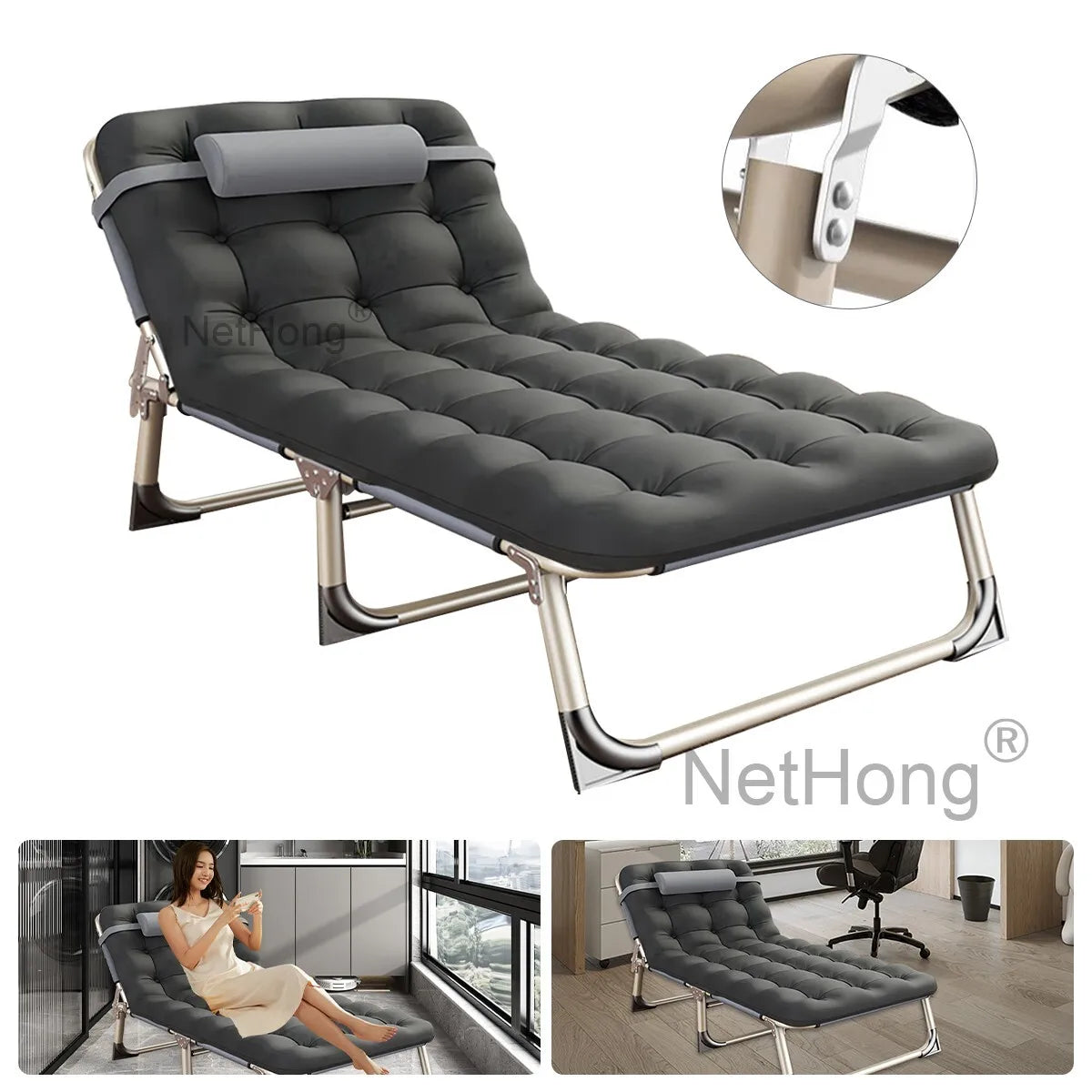 Cot Heavy-Duty Portable Camping Folding Sleeping Bed With Mattress`