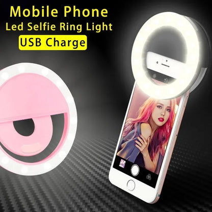 Led Selfie Ring Light Portable USB Charge Phone Lens Lamp Mobile Phone Live Broadcast Video Selfie Fill Light for All Smartphone
