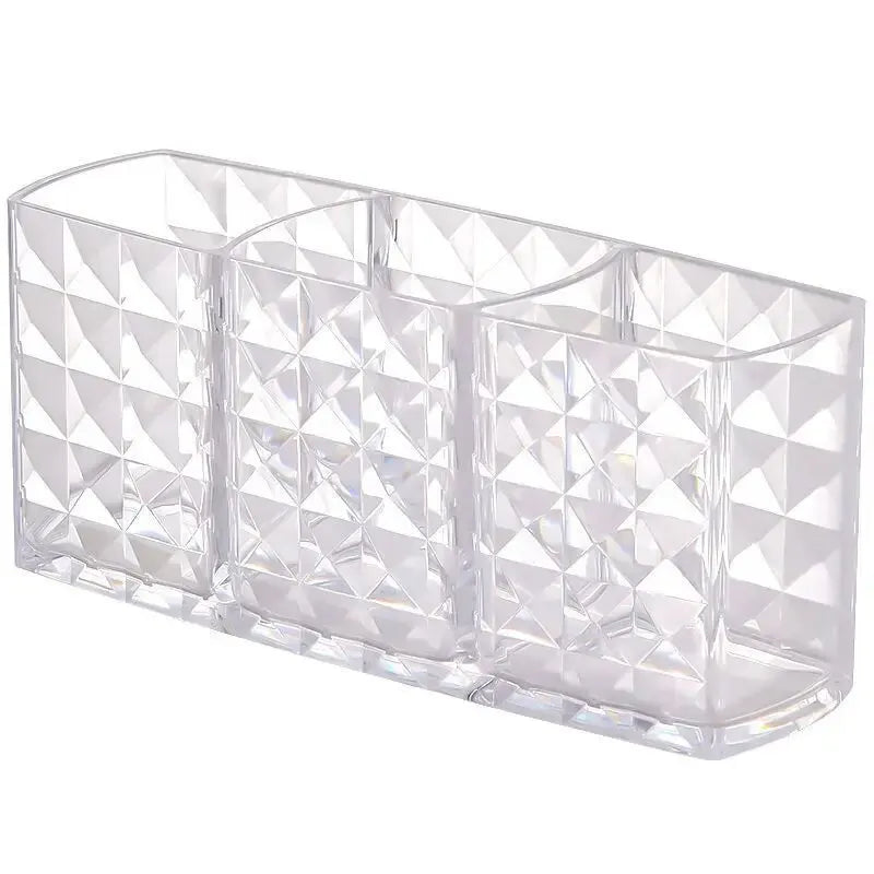 Diamond Pattern Mirrored Bathroom Storage Box - Premium Cosmetic Organizer for Lipstick & Makeup