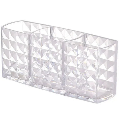 Diamond Pattern Mirrored Bathroom Storage Box - Premium Cosmetic Organizer for Lipstick & Makeup